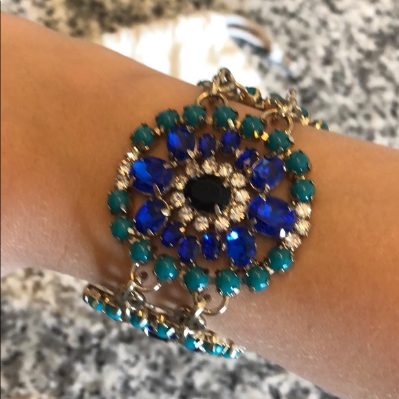 J. Crew | Blue and Teal Jeweled Bracelet - Picture 2 of 2